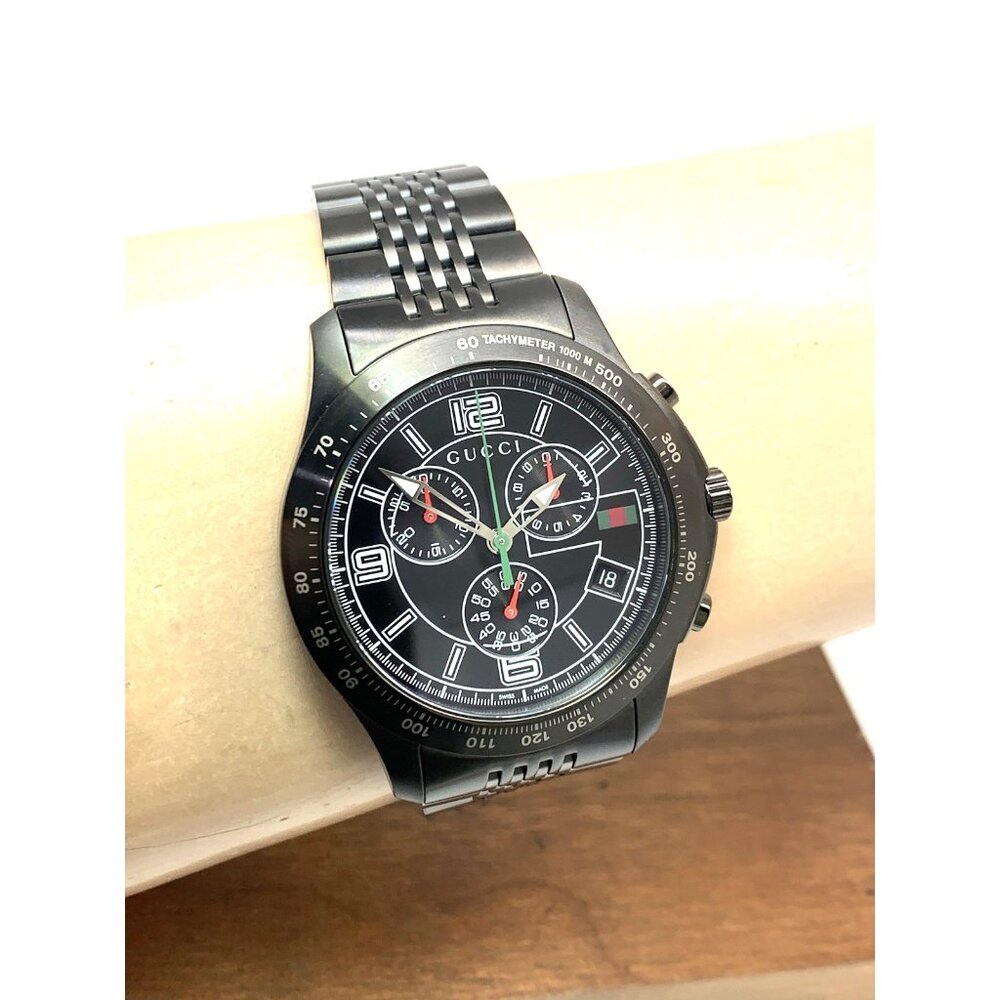 Gucci Men's Watch YA126217 G-Timeless Swiss Quartz Chronograph Black Steel 46mm - Picture 12 of 15